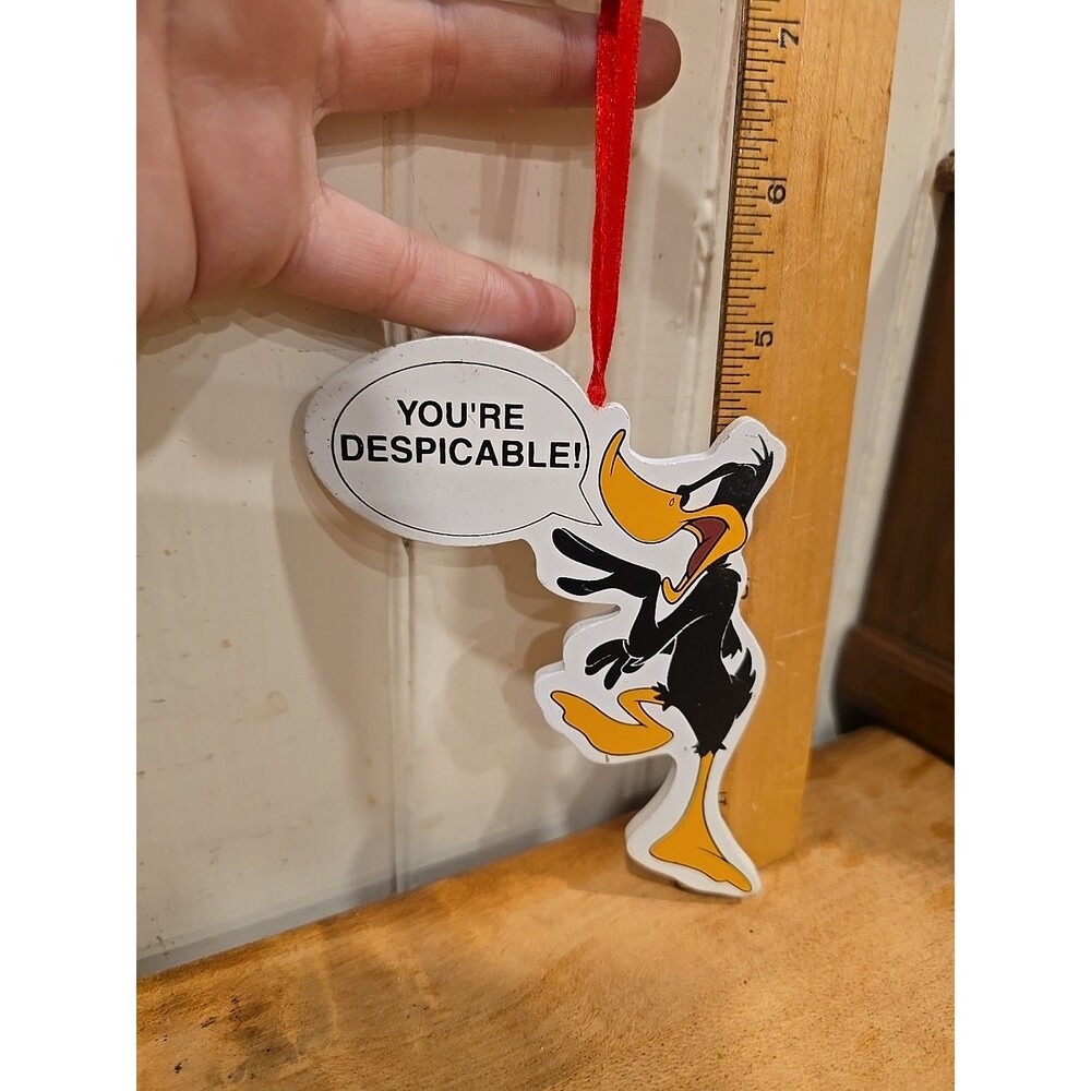 DAFFY DUCK 1996 "You're Despicable!" Wood Christmas Tree Ornament